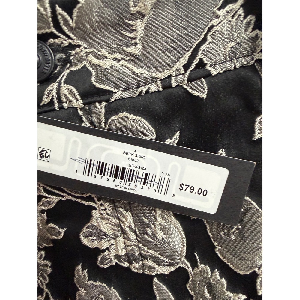 Steve Madden Beck Skirt Black Silver Floral Brocade Mini Skirt Size 4 BO409104 - Picture 3 of 10